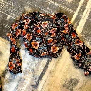 Nasty Gal Floral top long sleeve low cut
